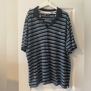 Men’s Navy/Light Blue/White Stripe Short Sleeve Polo